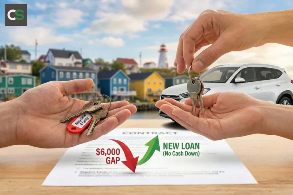 man trading in car with negative equity in atlantic canada