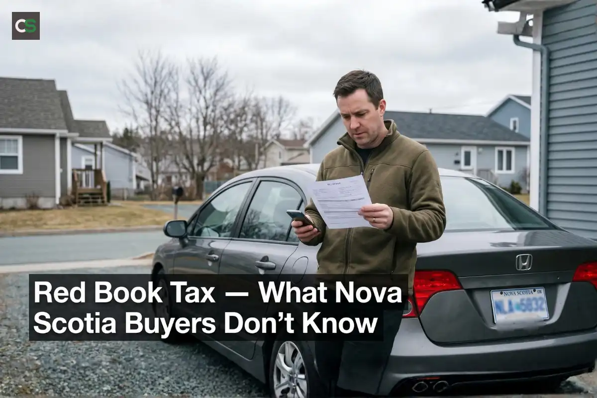 Nova Scotia buyer reviewing Red Book Tax info.